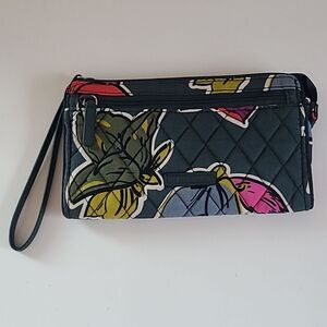 Vera Bradley RFID Front Zip Wristlet Falling Flowers 2017 Fall Collection Green